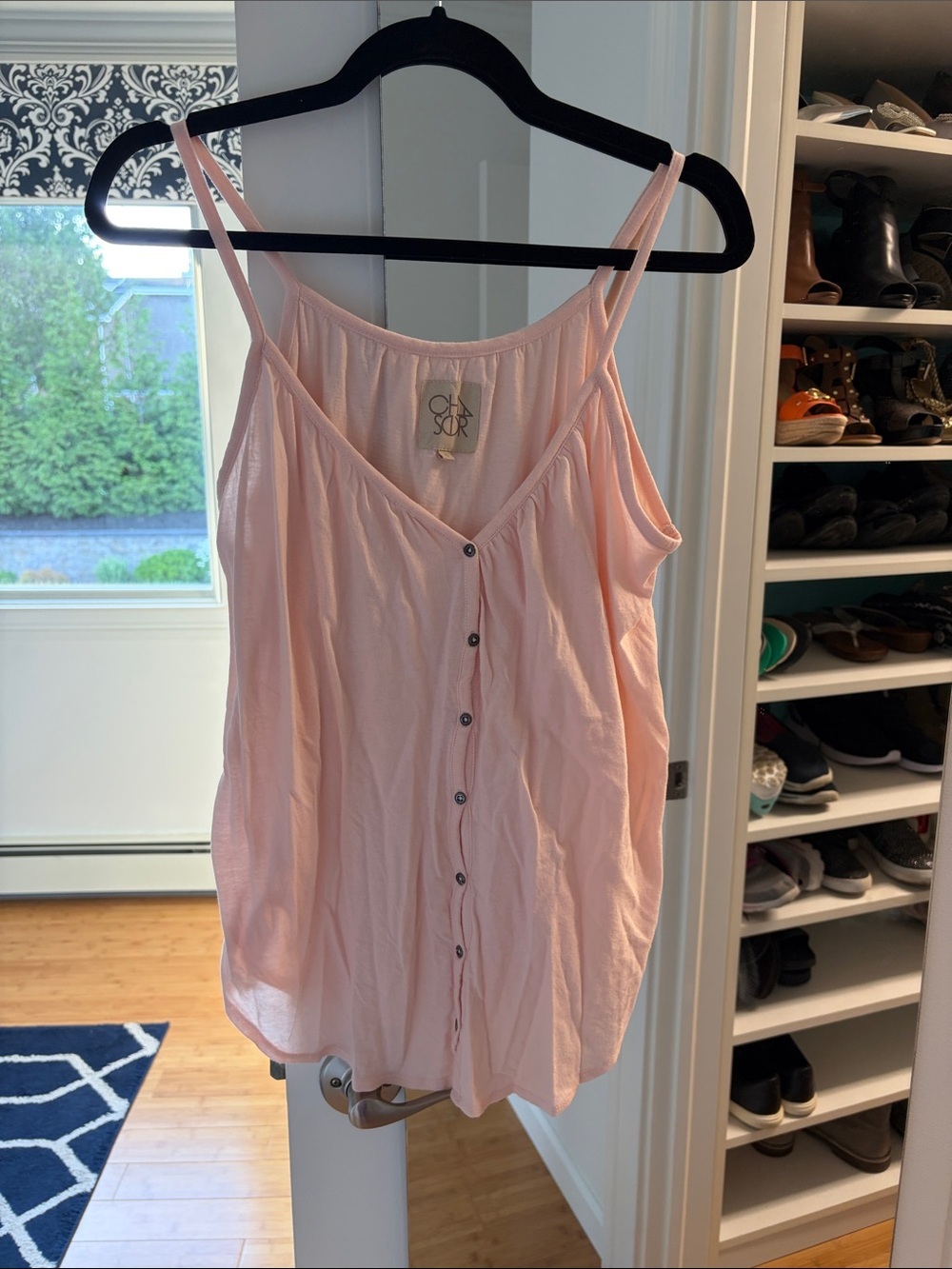 NWOT Chaser Pale Pink Button-Front Spaghetti Strap Camisole